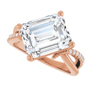 10K Rose Gold 11x9 mm Emerald Ring Mounting – image 8