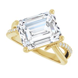 14K Yellow Gold 11x9 mm Emerald Ring Mounting – image 8