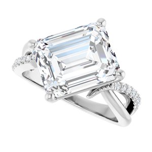 10K White Gold 11x9 mm Emerald Ring Mounting – image 8