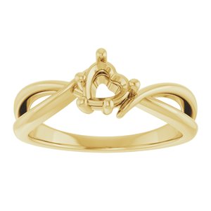18K Yellow Gold 5x5 mm Heart Ring Mounting – image 6