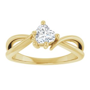 18K Yellow Gold 5x5 mm Heart Ring Mounting – image 5