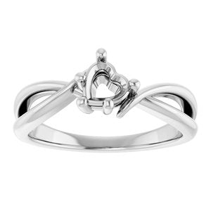10K White Gold 5x5 mm Heart Ring Mounting – image 6