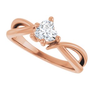 18K Rose Gold 5x5 mm Heart Ring Mounting – image 8