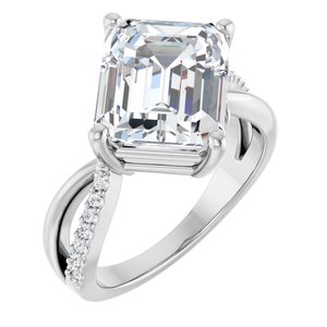 14K X1 White Gold 11x9 mm Emerald Ring Mounting