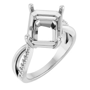 Platinum 11x9 mm Emerald Ring Mounting – image 2