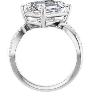 14K X1 White Gold 11x9 mm Emerald Ring Mounting – image 3