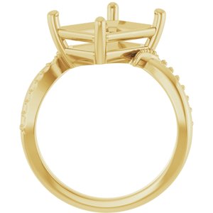 14K Yellow Gold 11x9 mm Emerald Ring Mounting – image 4