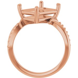 10K Rose Gold 11x9 mm Emerald Ring Mounting – image 4