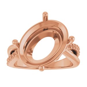10K Rose Gold 16x12 mm Oval Ring Mounting – image 6