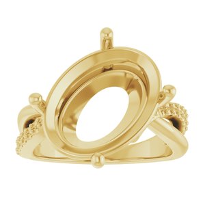 10K Yellow Gold 16x12 mm Oval Ring Mounting – image 6