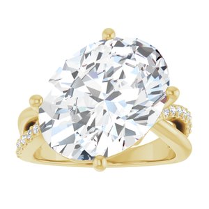 10K Yellow Gold 16x12 mm Oval Ring Mounting – image 5