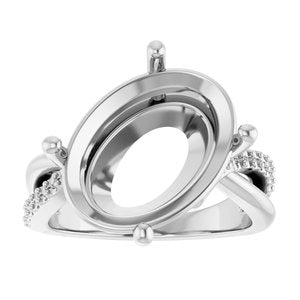 14K X1 White Gold 16x12 mm Oval Ring Mounting – image 6