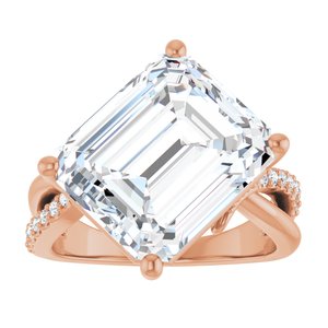 18K Rose Gold 13x11 mm Emerald Ring Mounting – image 5