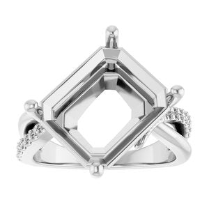 14K X1 White Gold 13x11 mm Emerald Ring Mounting – image 6