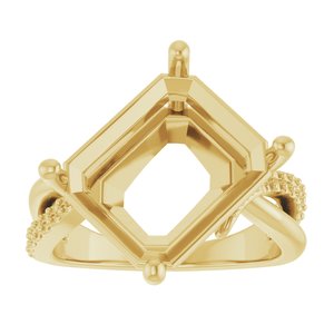 10K Yellow Gold 13x11 mm Emerald Ring Mounting – image 6