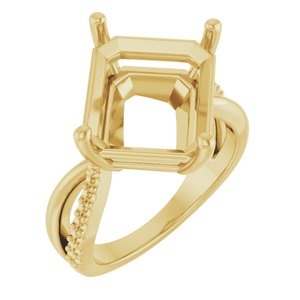 14K Yellow Gold 13x11 mm Emerald Ring Mounting – image 2