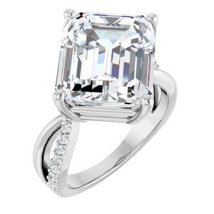 18K White Gold 13x11 mm Emerald Ring Mounting