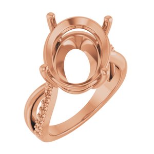 10K Rose Gold 16x12 mm Oval Ring Mounting – image 2