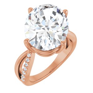 10K Rose Gold 16x12 mm Oval Ring Mounting