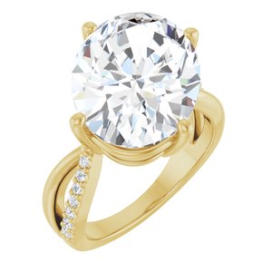 14K Yellow Gold 16x12 mm Oval Ring Mounting
