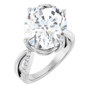10K White Gold 16x12 mm Oval Ring Mounting