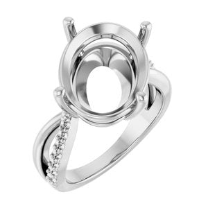 10K White Gold 16x12 mm Oval Ring Mounting – image 2