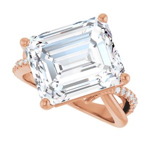 18K Rose Gold 13x11 mm Emerald Ring Mounting – image 8