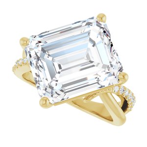 18K Yellow Gold 13x11 mm Emerald Ring Mounting – image 8