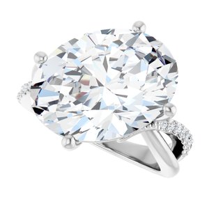 14K X1 White Gold 16x12 mm Oval Ring Mounting – image 8