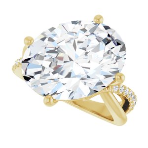 10K Yellow Gold 16x12 mm Oval Ring Mounting – image 8