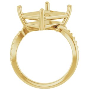 14K Yellow Gold 13x11 mm Emerald Ring Mounting – image 4