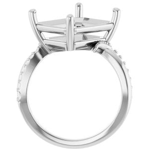 14K White Gold 13x11 mm Emerald Ring Mounting – image 4