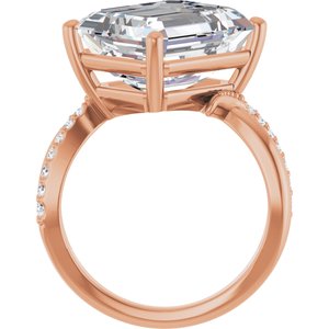 18K Rose Gold 13x11 mm Emerald Ring Mounting – image 3