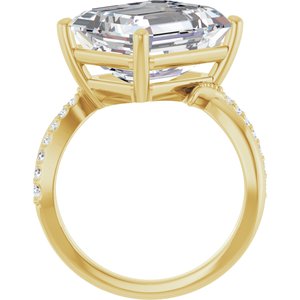 10K Yellow Gold 13x11 mm Emerald Ring Mounting – image 3
