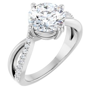 18K White Gold 8.2 mm Round Ring Mounting