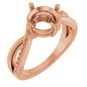 10K Rose Gold 8.2 mm Round Ring Mounting – image 2