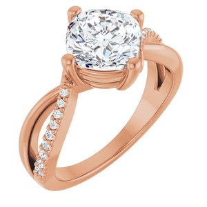 18K Rose Gold 7.5x7.5 mm Cushion Ring Mounting
