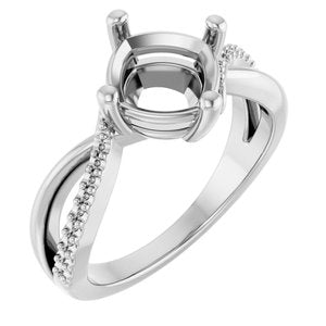 14K White Gold 7.5x7.5 mm Cushion Ring Mounting – image 2