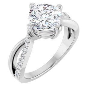 Sterling Silver 7.5x7.5 mm Cushion Ring Mounting