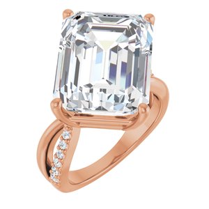 18K Rose Gold 16x12 mm Emerald Ring Mounting