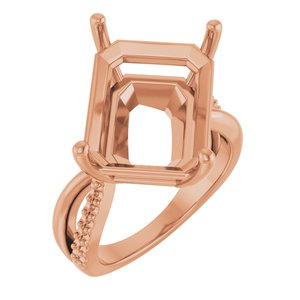 18K Rose Gold 16x12 mm Emerald Ring Mounting – image 2
