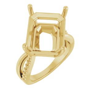 10K Yellow Gold 16x12 mm Emerald Ring Mounting – image 2