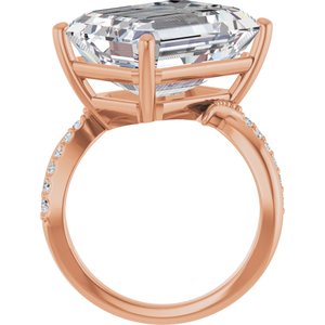 18K Rose Gold 16x12 mm Emerald Ring Mounting – image 3