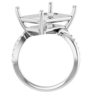 14K X1 White Gold 16x12 mm Emerald Ring Mounting – image 4