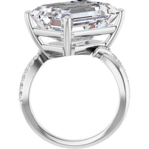 14K X1 White Gold 16x12 mm Emerald Ring Mounting – image 3