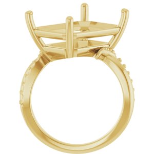 18K Yellow Gold 16x12 mm Emerald Ring Mounting – image 4