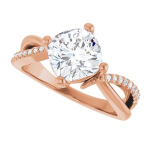 18K Rose Gold 7.5x7.5 mm Cushion Ring Mounting – image 8