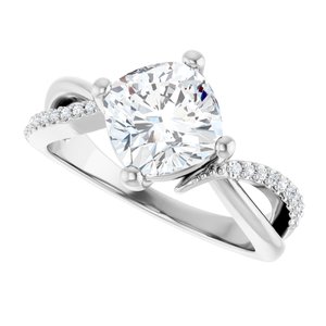 Continuum Sterling Silver 7.5x7.5 mm Cushion Ring Mounting – image 8