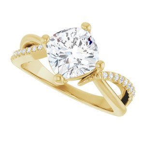 18K Yellow Gold 7.5x7.5 mm Cushion Ring Mounting – image 8