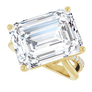 18K Yellow Gold 16x12 mm Emerald Ring Mounting – image 8